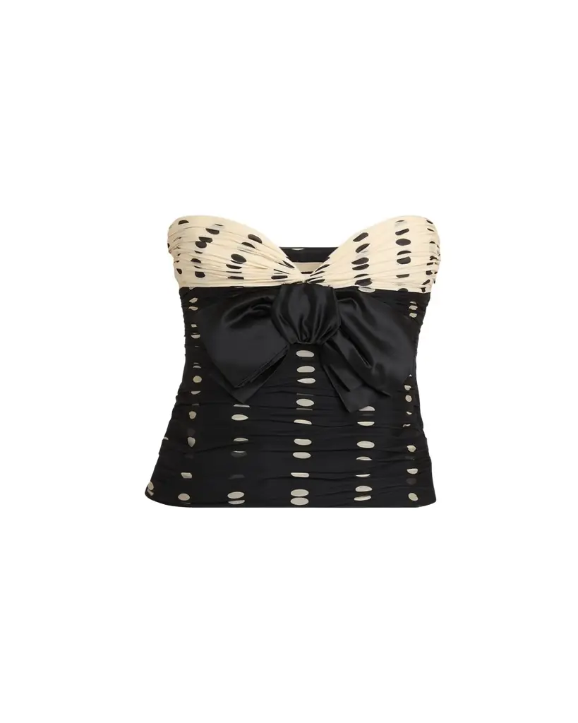 Valentino Garavani Strapless Polka Dot Ruched Bustier