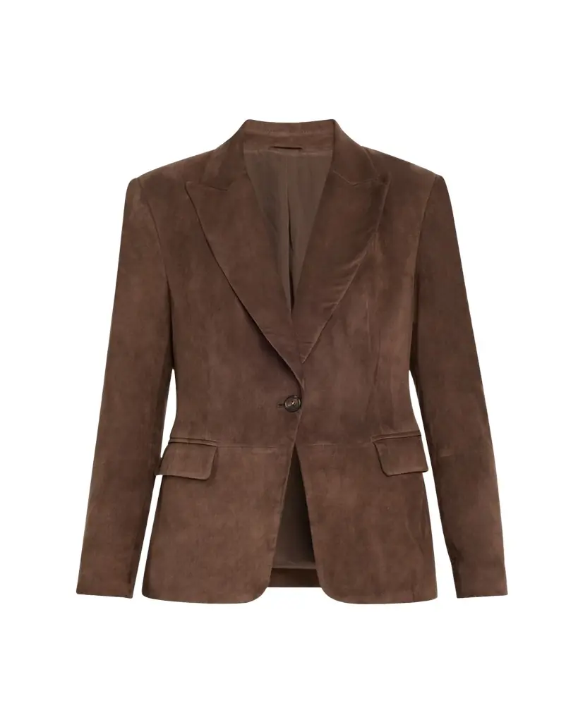 Brunello Cucinelli Suede Single-Breasted Blazer Jacket