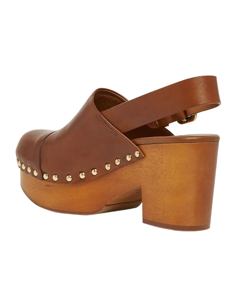 Chloe Jeannette Leather Slingback Platform Clogs
