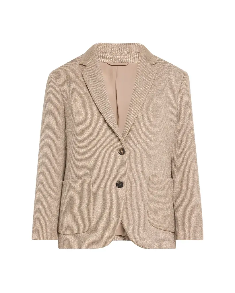 Brunello Cucinelli Two-Button Lurex Cotton English Rib Blazer