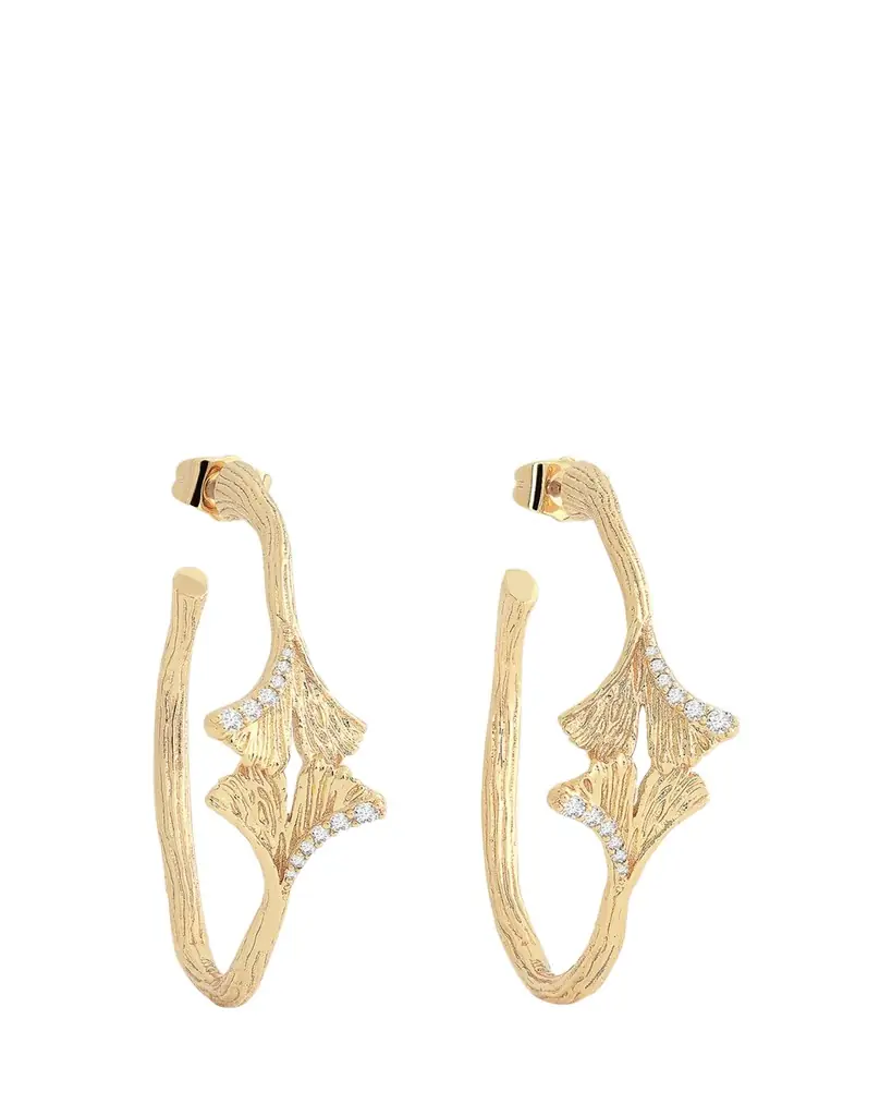Anabel Aram Jewelry Ginkgo Hoop Earrings
