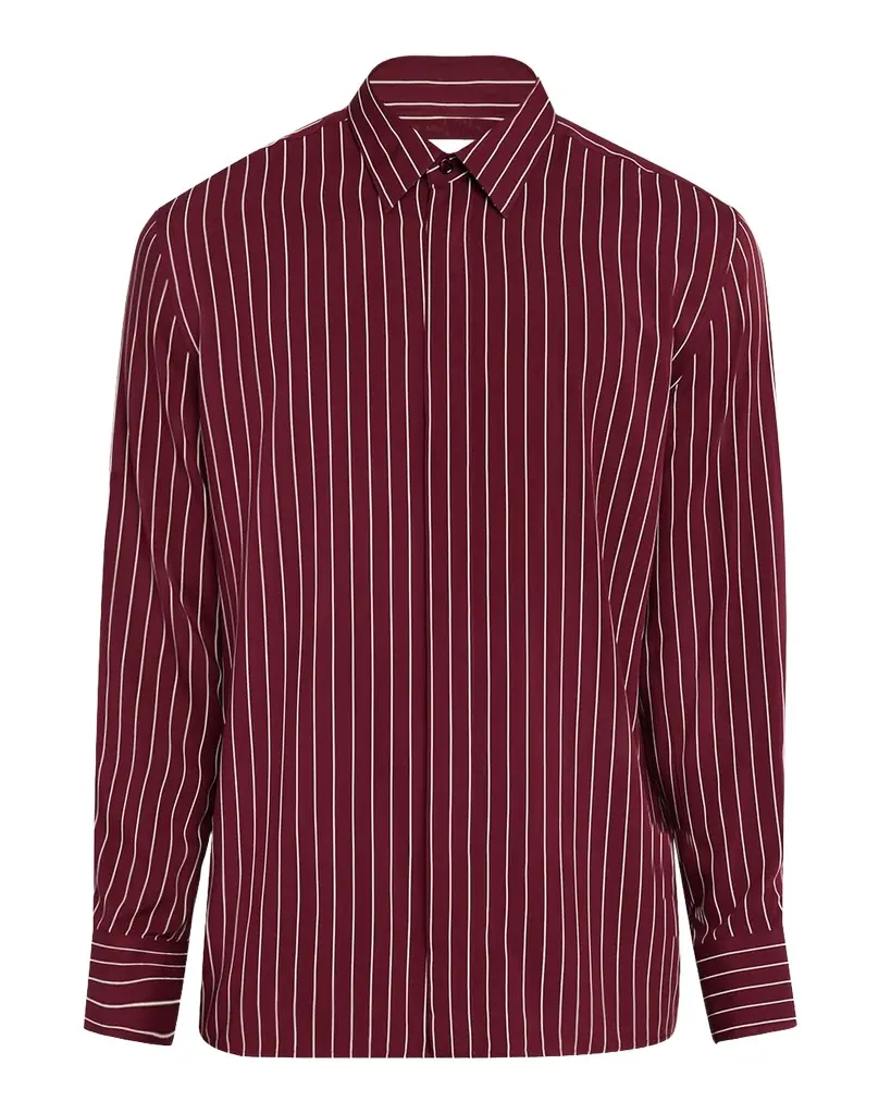 Saint Laurent Men 's Vertical Stripe Silk Sport Shirt