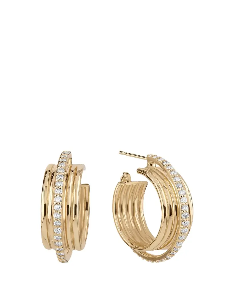 Lana 14K Gold Kinetic Diamond Huggie Earrings