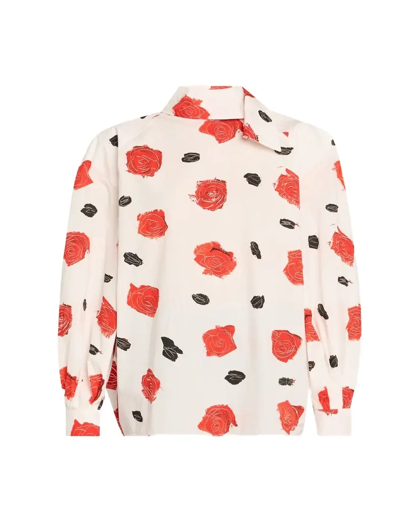 Marni Rose-Print Scarf Oversized Balloon Top