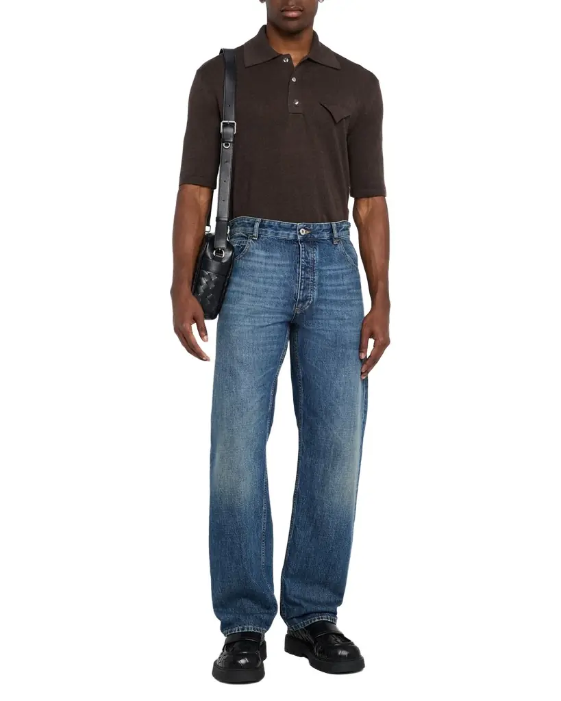 Bottega Veneta Men's Linen-Knit Polo