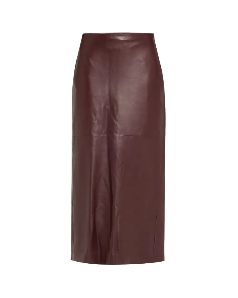 Brunello Cucinelli Stretch Nappa Leather Midi Skirt