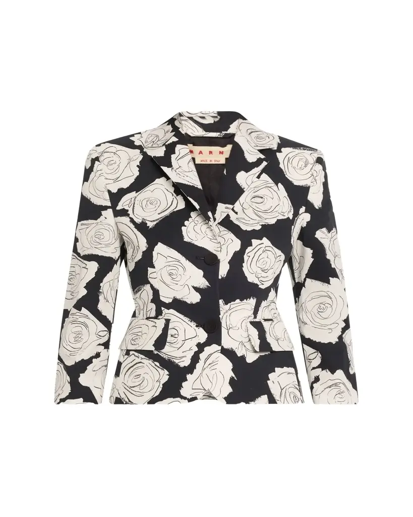 Marni Rose Print Compact Cotton Baby Jacket