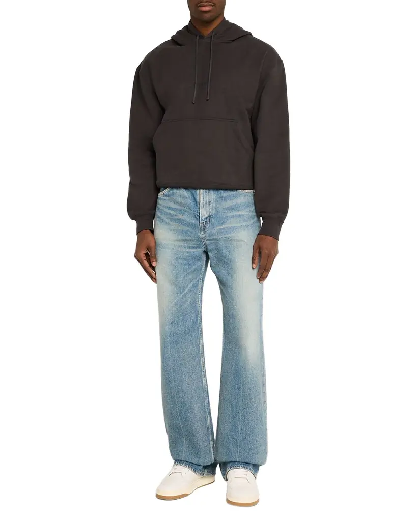 Saint Laurent Men's Fleece Tonal Logo Hoodie