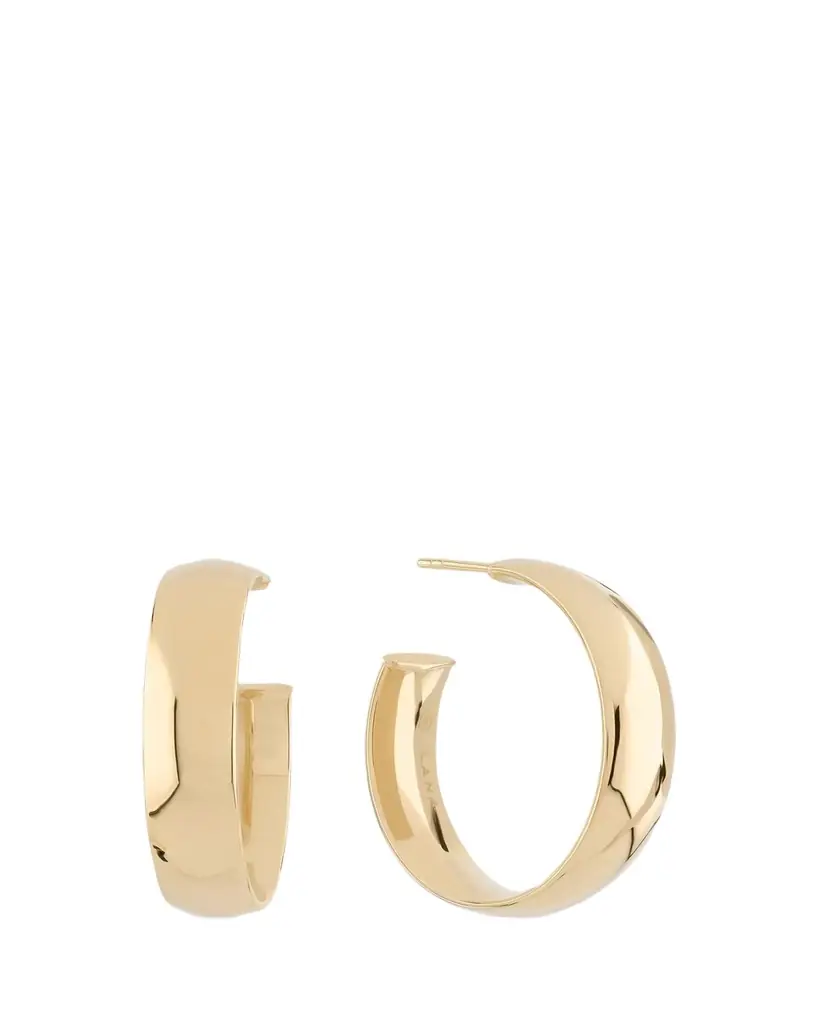 Lana 24mm Curved Hoop Earrings in 14K Yellow Gold