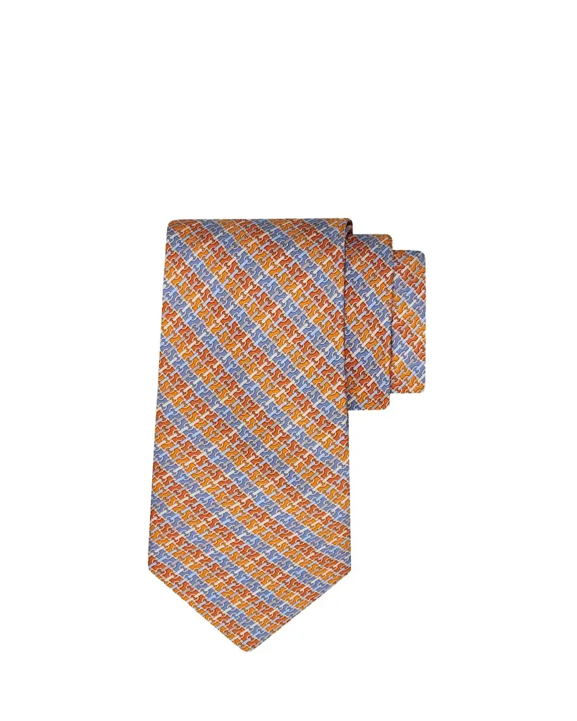 Ferragamo Men's Stripe Gancini Link Tie