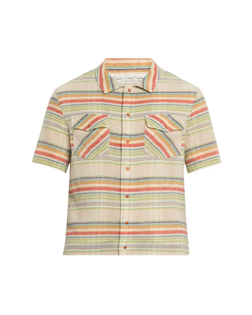 God's True Cashmere Men's Multi-Stripe Cashmere Gauze Sport Shirt
