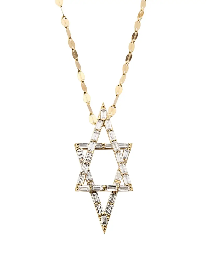 Lana 14K Gold Baguette Diamond Star of David Pendant Necklace