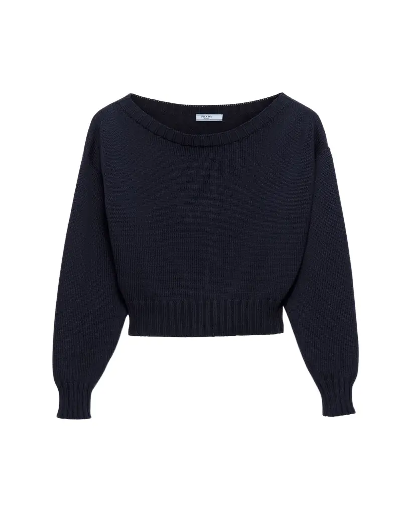 Prada Boat Neck Knit Balloon Sweater