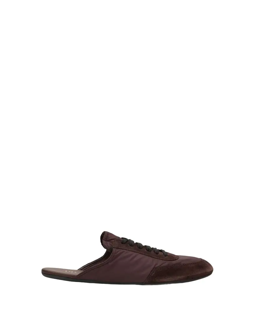 Prada Collapse Nylon and Suede Open-Back Sneakers