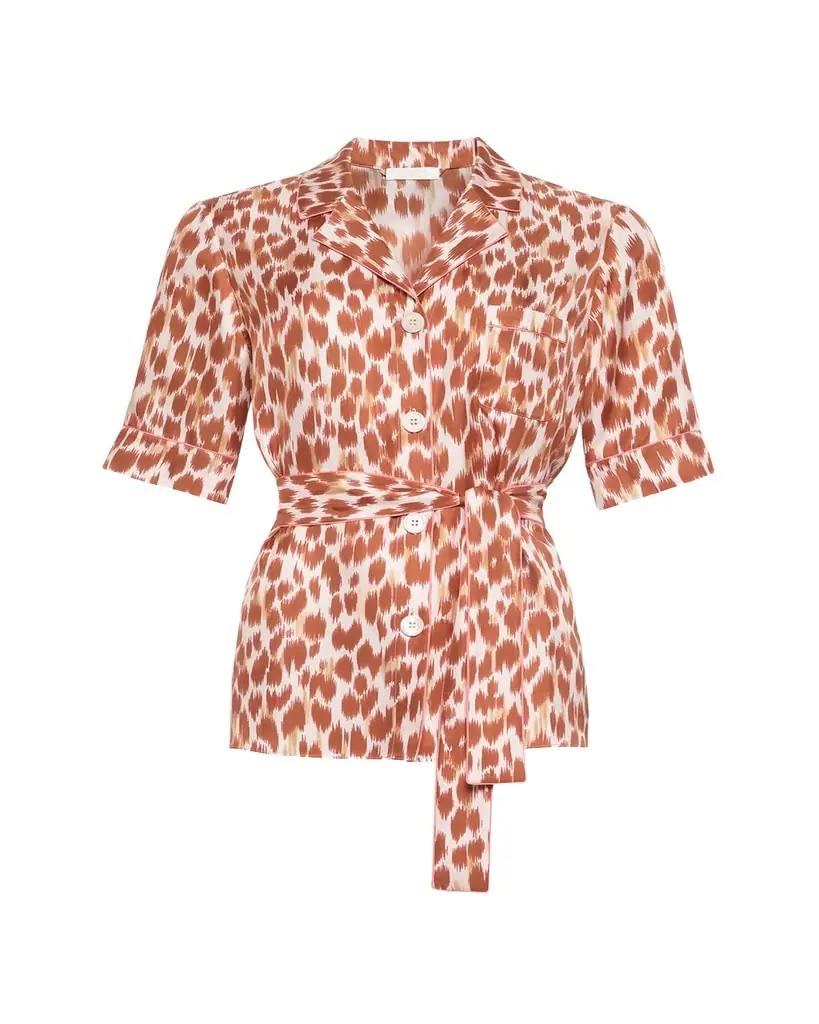 Eres Tlemeda Abstract-Print Silk Sleep Shirt