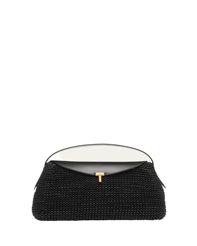 Toteme T Lock Woven Leather Top-Handle Bag