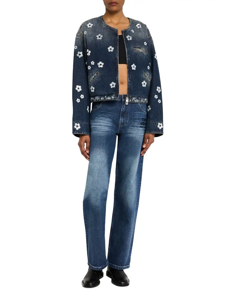 Marc Jacobs Daisy Sequined Denim Crop Jacket