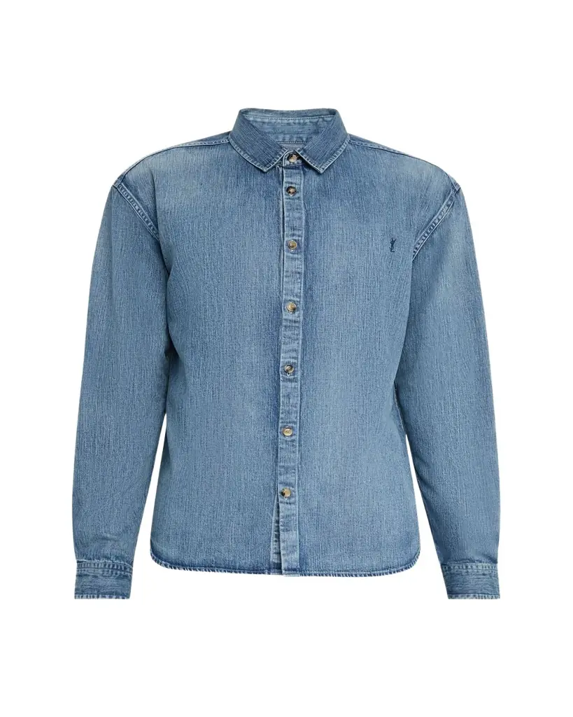 Saint Laurent Men's Cassandra Denim Button-Down Shirt