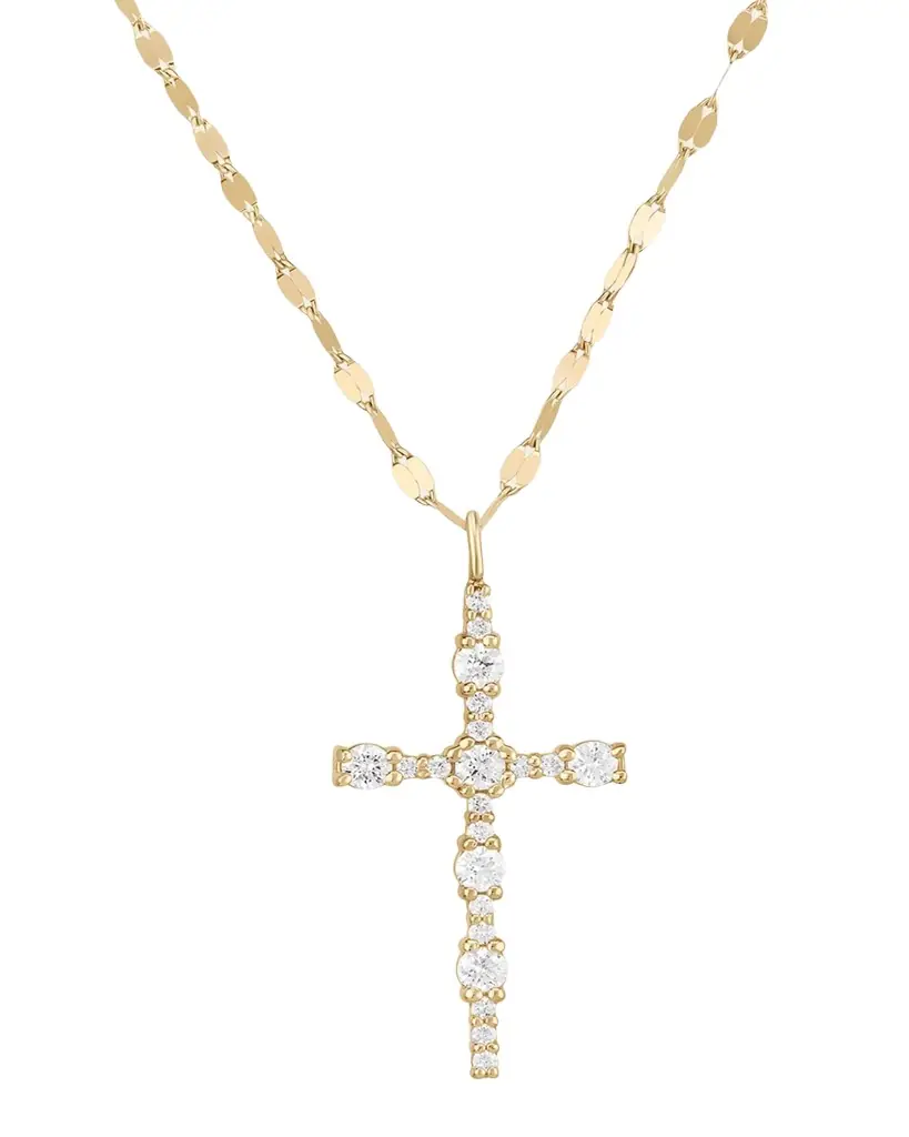 Lana Elevated Diamond Everyday Cross Necklace in 14K Yellow Gold, 18"L