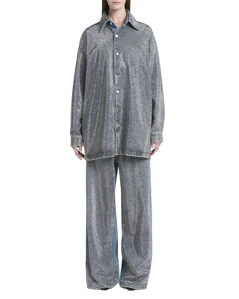 Stella McCartney Crystal Hotfix Denim Overshirt