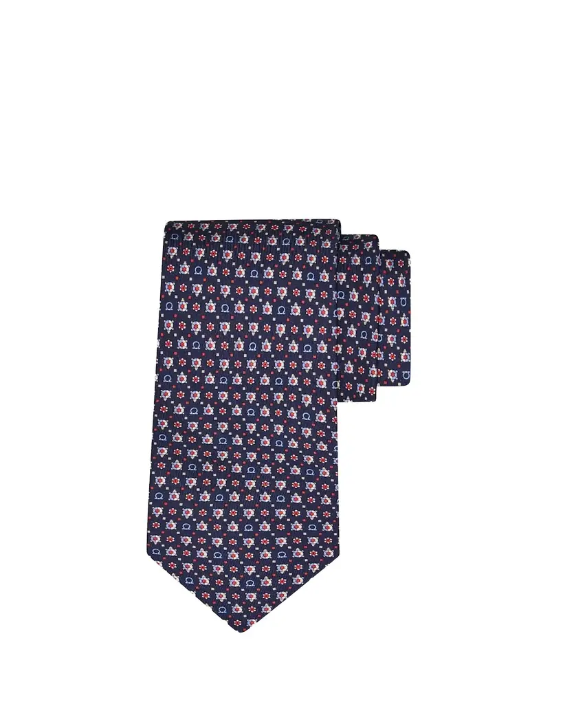 Ferragamo Men's Gancini Turtle Micro-Print Tie