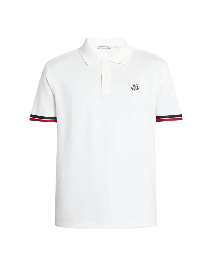 Moncler Men's Striped-Trim Pique Polo Shirt