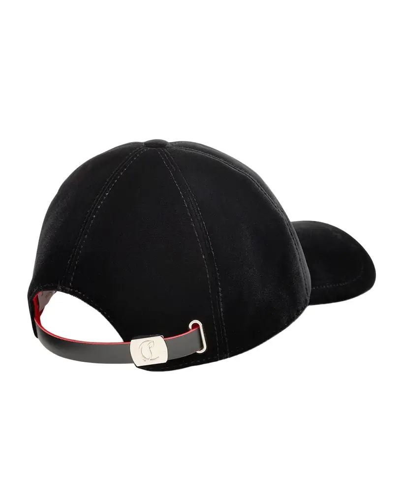 Christian Louboutin Men's Mooncrest Rhinestone Velvet Baseball Cap