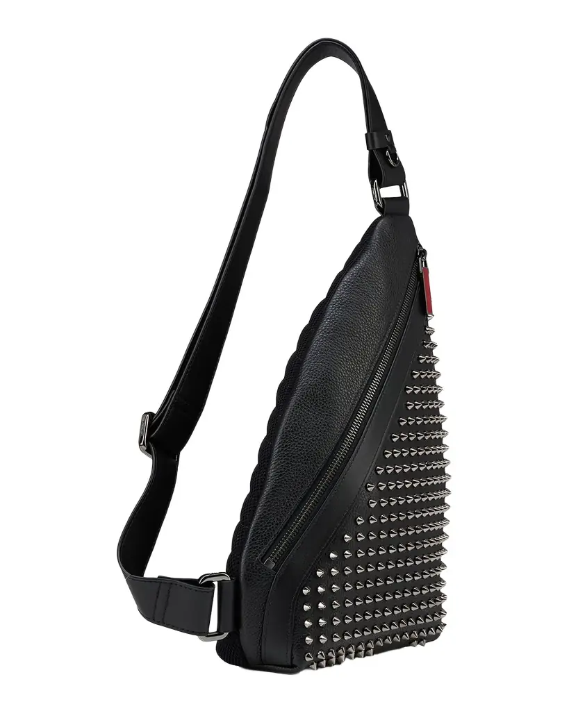 Christian Louboutin Men's Funky Leather Empire Spikes Sling Bag