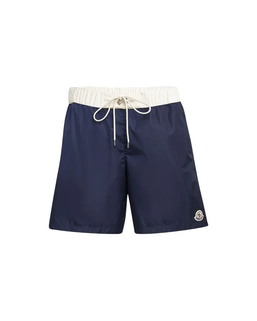 Moncler Men's Nylon Contrast-Band Swim Shorts