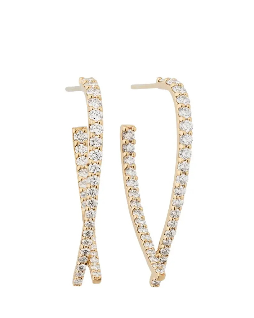 Lana 14K Gold Small Flawless Front/Back Upside Down Diamond Hoop Earrings
