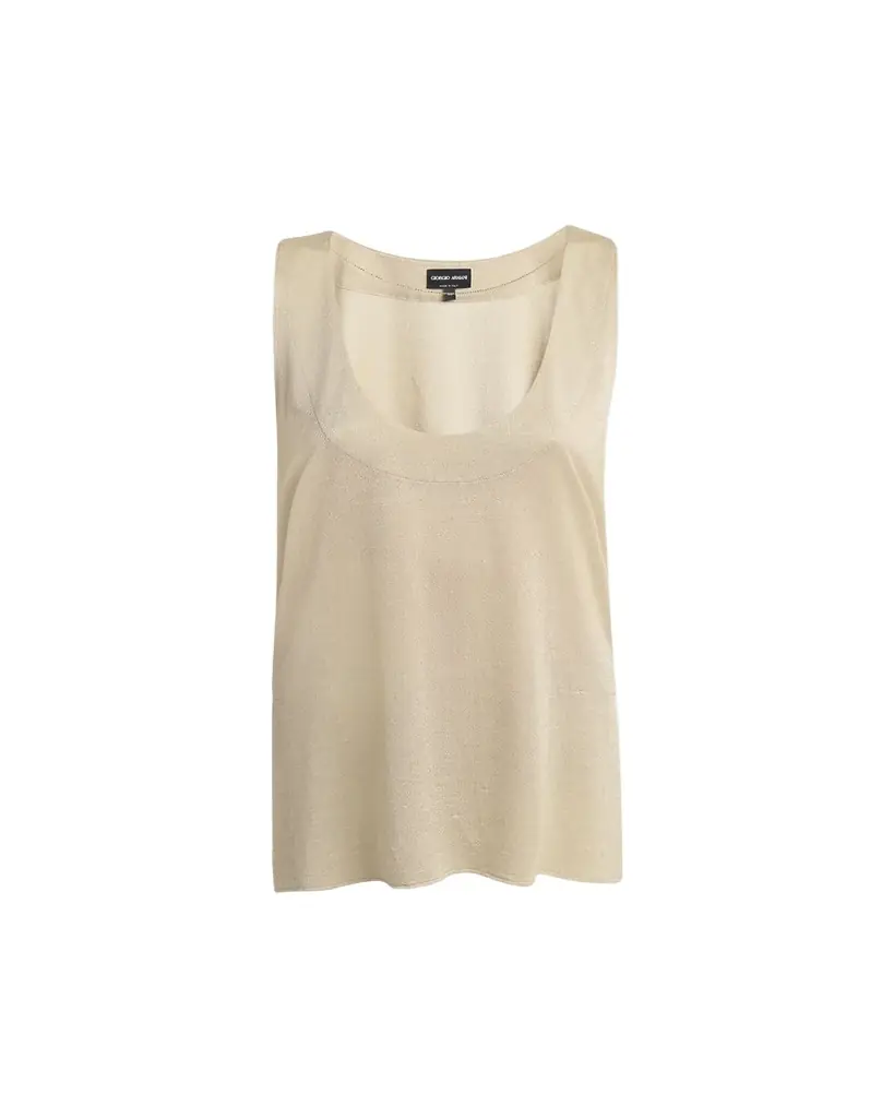 Giorgio Armani Chain-Necklace Scoop-Neck Shiny Viscose Jersey Tank Top