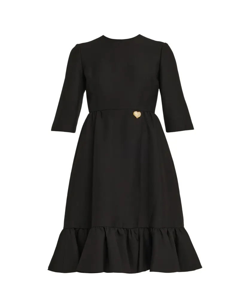 Valentino Garavani Strass Heart Flounce Crepe Couture Dress