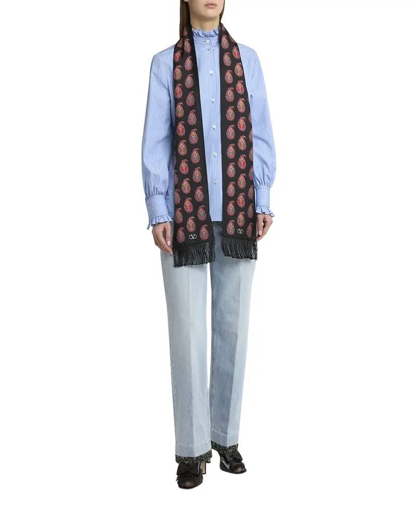Valentino Garavani Paisley Twill Fringe Scarf