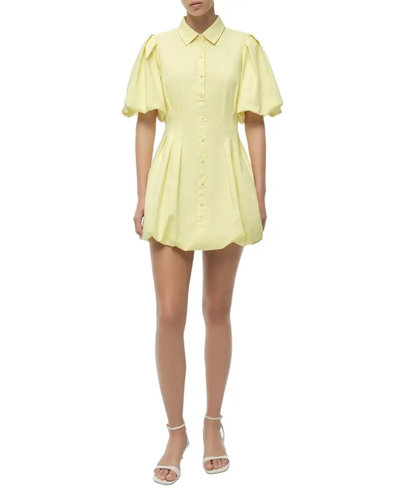 SIMKHAI Cleo Balloon Pintuck Mini Dress