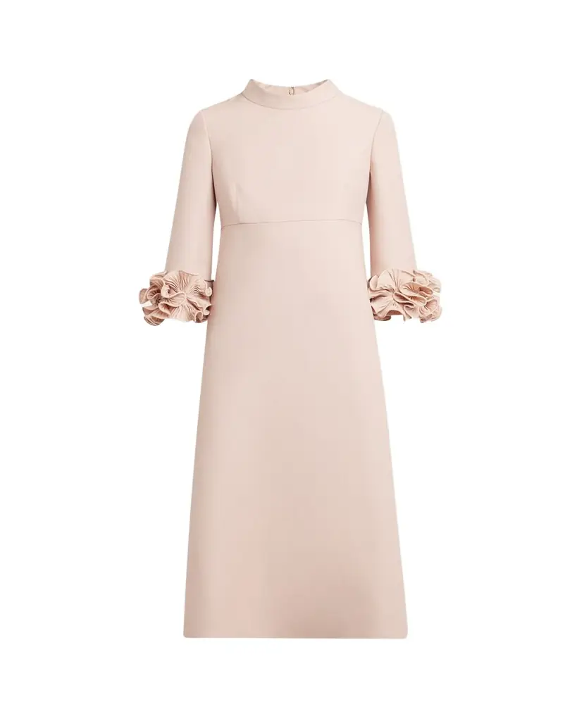 Valentino Garavani Floral Cuff Crepe Couture Midi Dress