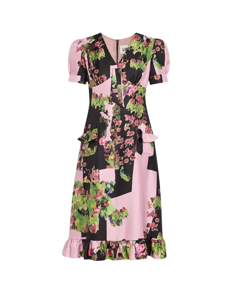 Libertine London Terrace Short-Sleeve Ruffle Midi Dress