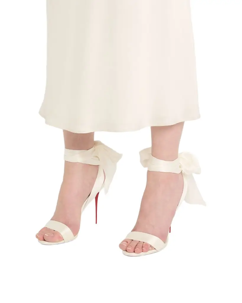 Christian Louboutin 100mm Ribbon Ankle-Wrap Stiletto Sandals
