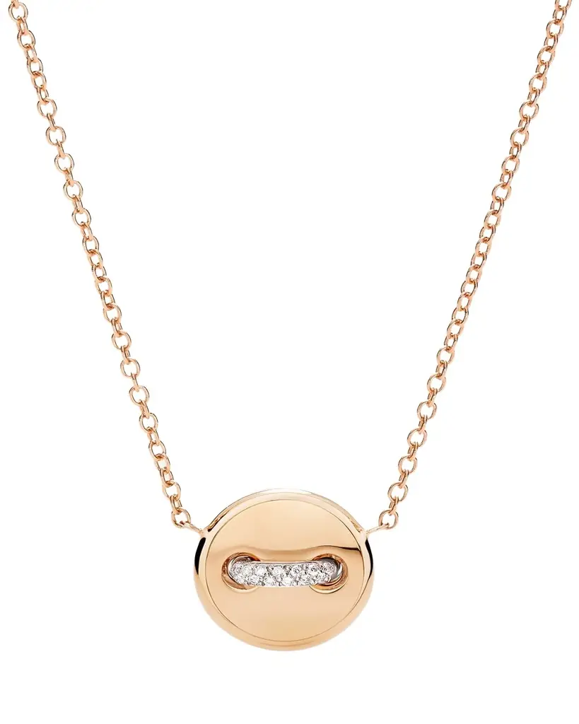 Pomellato Pom Pom Dot 18K Rose Gold Diamond and Turquoise Pendant Necklace