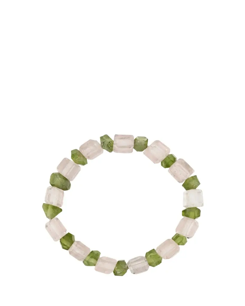 JIA JIA Gaia Rose Quartz & Peridot Stretch Bracelet