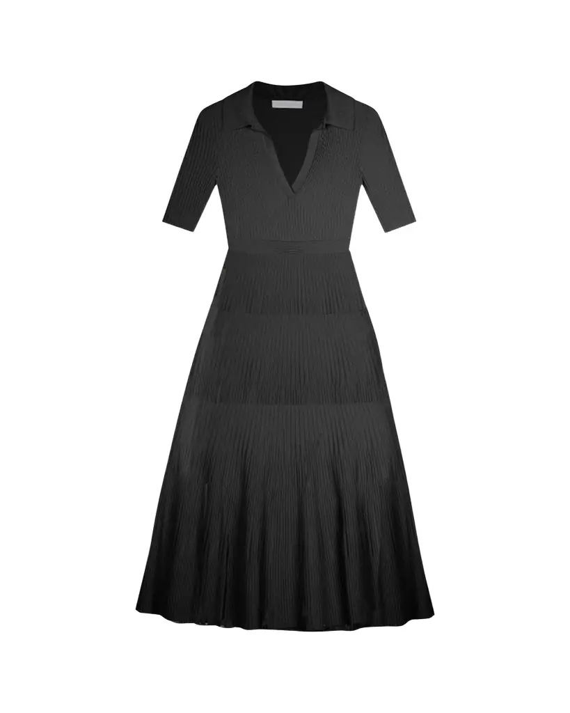 SIMKHAI Pati Short-Sleeve Polo Midi Dress
