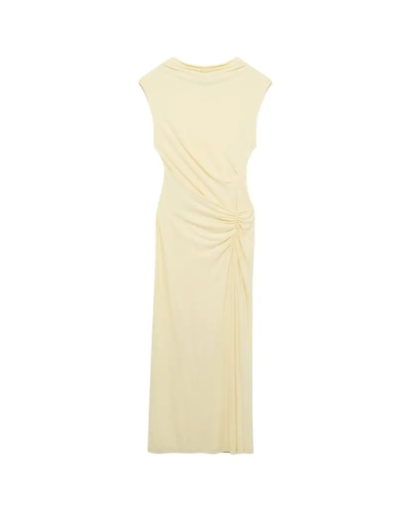 SIMKHAI Acacia Sleeveless Ruched Midi Dress