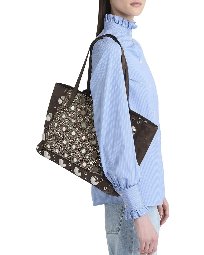 Valentino Garavani Nellcote Mirrored Suede Tote Bag
