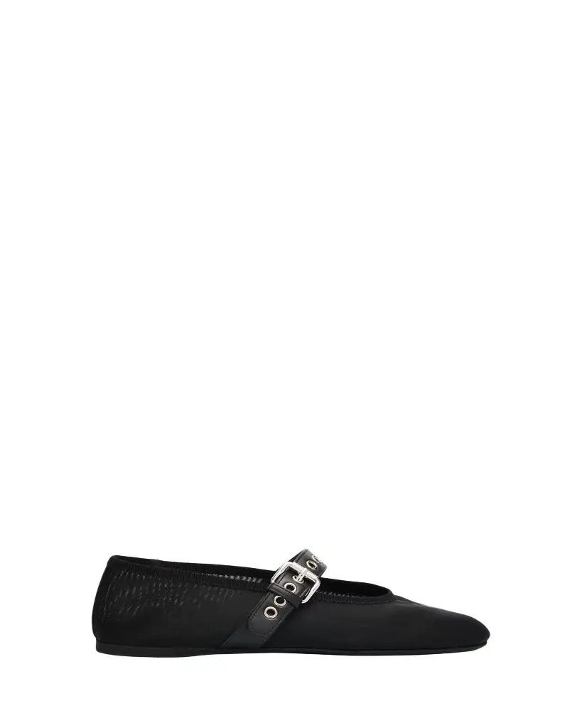Miu Miu Mesh Buckle Mary-Jane Ballerina Flats