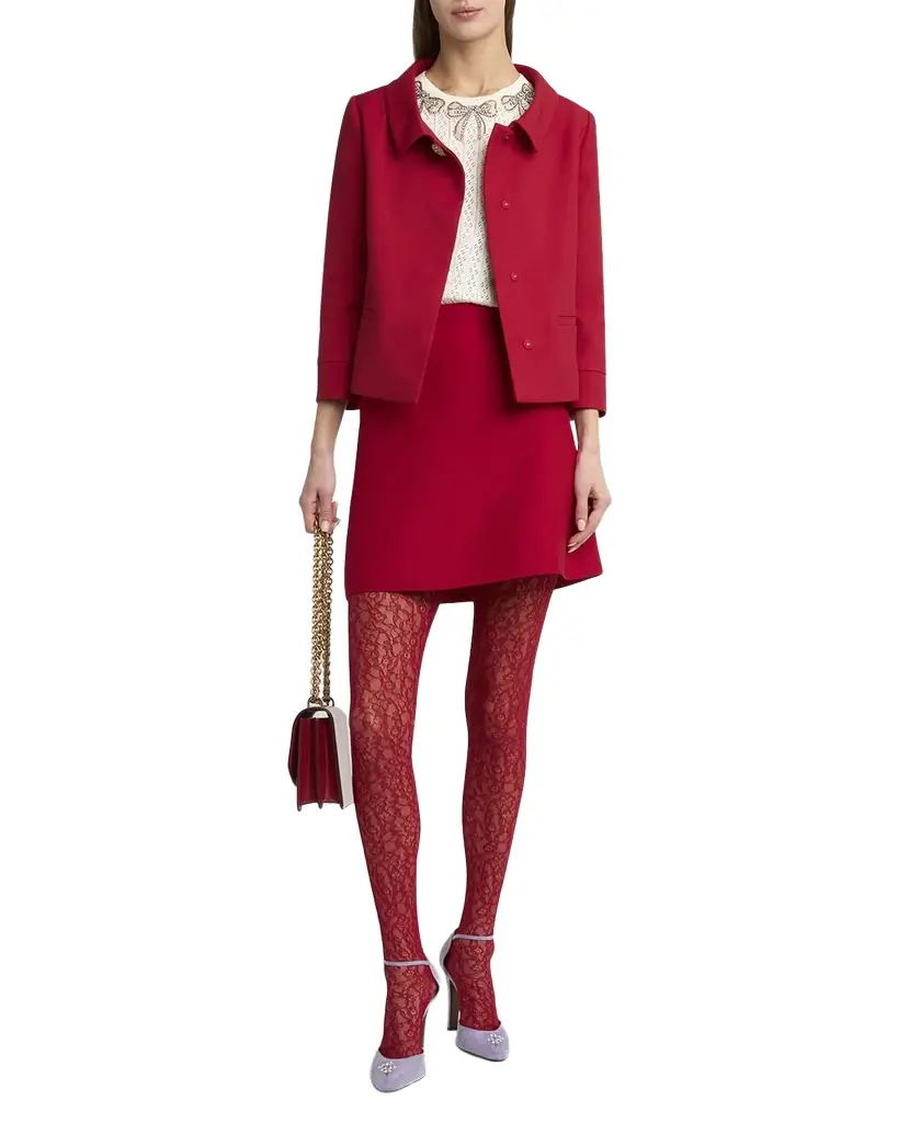 Valentino Garavani Heart Button Crepe Couture Mini Skirt
