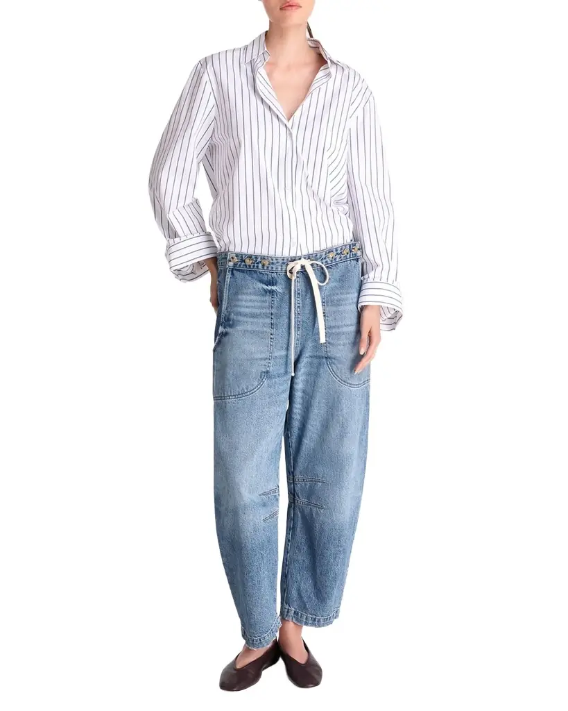 TWP Jetties Beach Drawstring Barrel-Leg Jeans