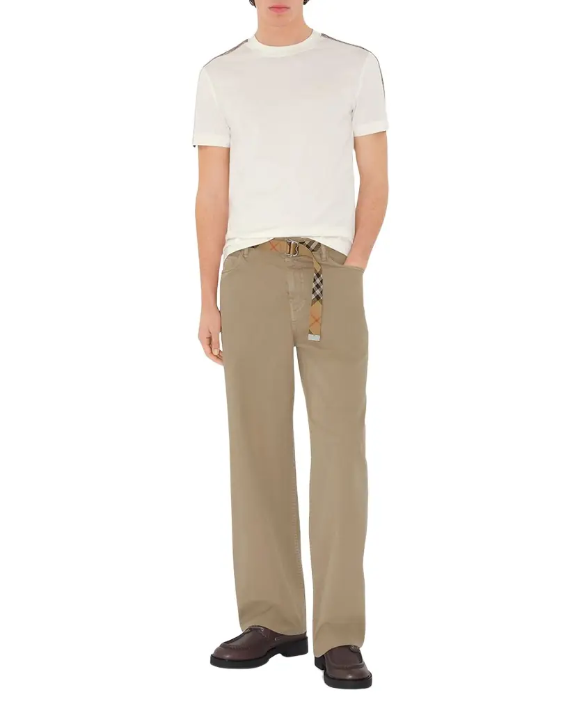 Burberry Men's Check Shoulder-Tape T-Shirt