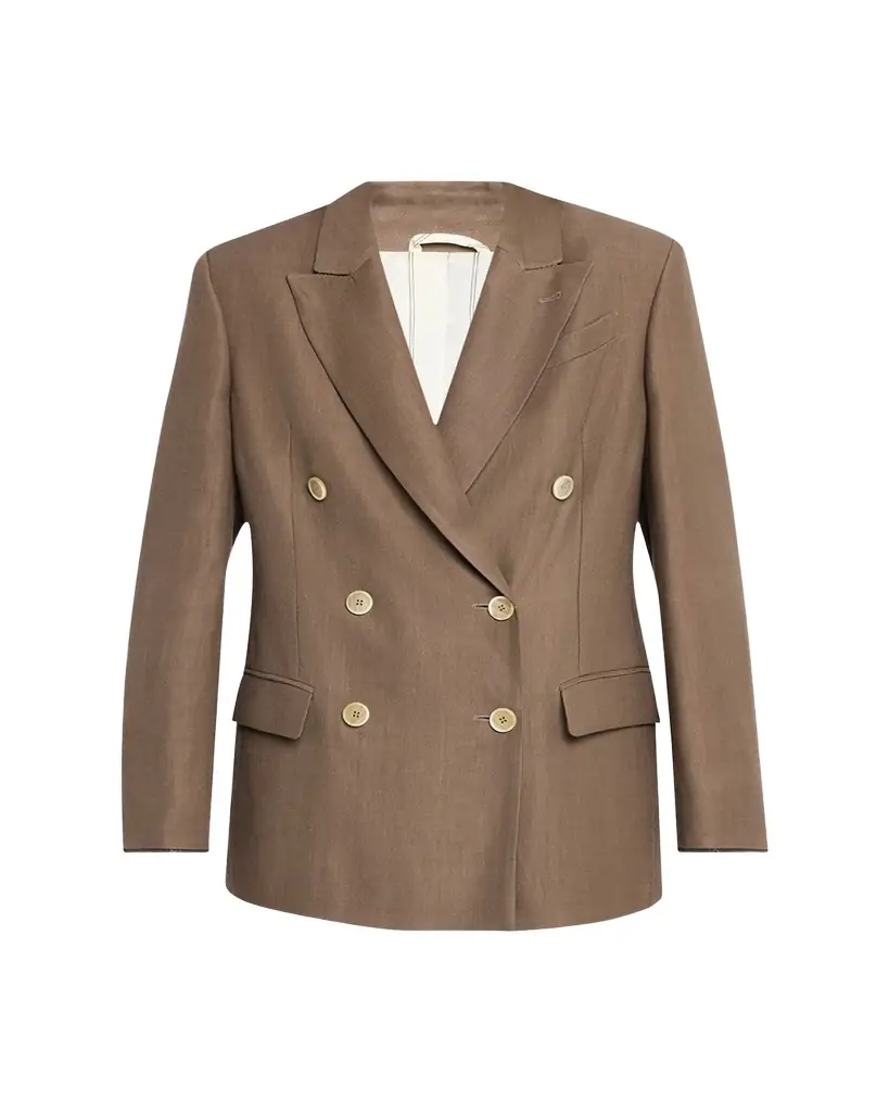 Brunello Cucinelli Double-Breasted Fluid Linen Twill Blazer