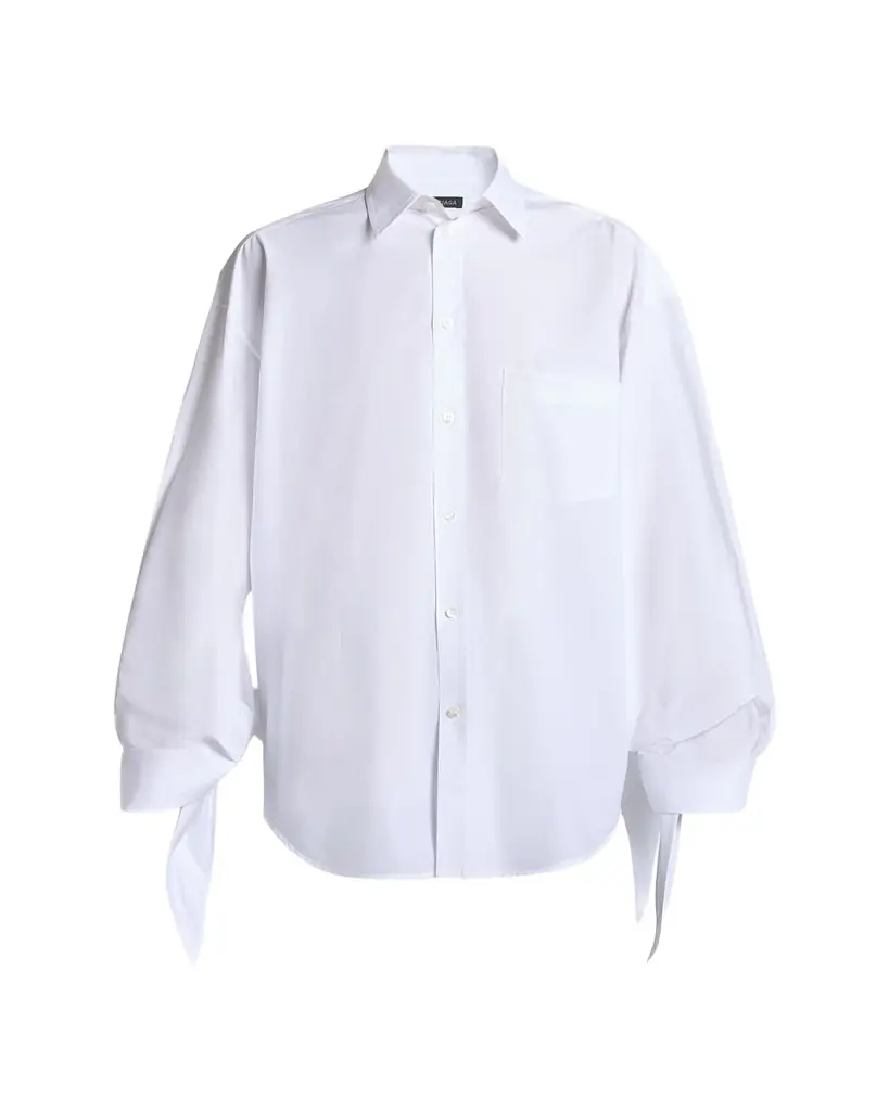 Balenciaga Knotted Cuff Poplin Blouse
