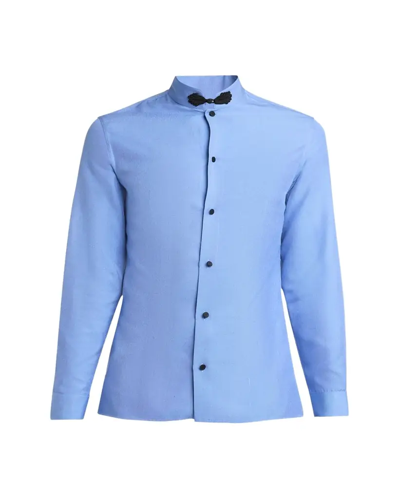 Valentino Garavani Men's Silk Shantung Toggle Band-Collar Sport Shirt