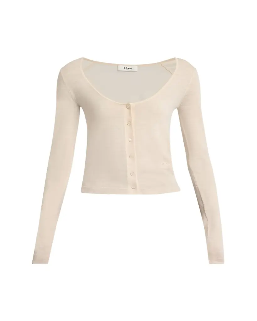 Chloe Scoop-Neck Fitted Wool Cardigan
